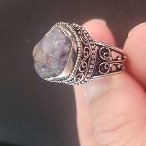 New Rough Iolite 925 Silver Ring.
